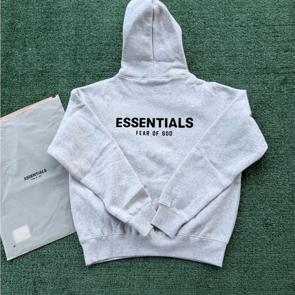 KIDS Essentials Light Oatmeal Gray Hoodie - Picture 4 of 4
